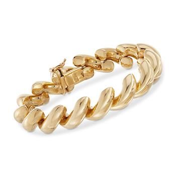 The polished and angled links of this wide San Marco bracelet, give it a bold and luxurious feel. Made in Italy. Box clasp, 18kt yellow gold over sterling silver bracelet. Free shipping & easy 30-day returns. Fabulous jewelry. Great prices. Since 1952. Chunky Gold Bracelet, Tahitian Pearl Bracelet, Byzantine Necklace, Safety Box, Precious Gemstones Jewelry, Gifts For Your Sister, Stacked Bangles, Bezel Set Diamond, Natural Gold