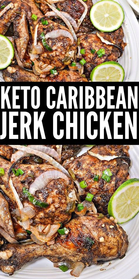 Keto Caribbean Jerk Chicken - moky flavors mingle with a bit of spice to make irresistible keto jerk chicken. It’s a bold recipe that will make you crave chicken. #keto #ketocaribbeanjerkchicken #caribbeanjerkchicken #jerkchicken #chicken #chickenrecipes #food #recipes Jerk Chicken Recipe, Jerk Pork, Trinidad Recipes, Low Carb Cheesecake Recipe, Jamaican Jerk Chicken, Chicken Keto, Caribbean Jerk Chicken, Ways To Cook Chicken, Sugar Free Low Carb