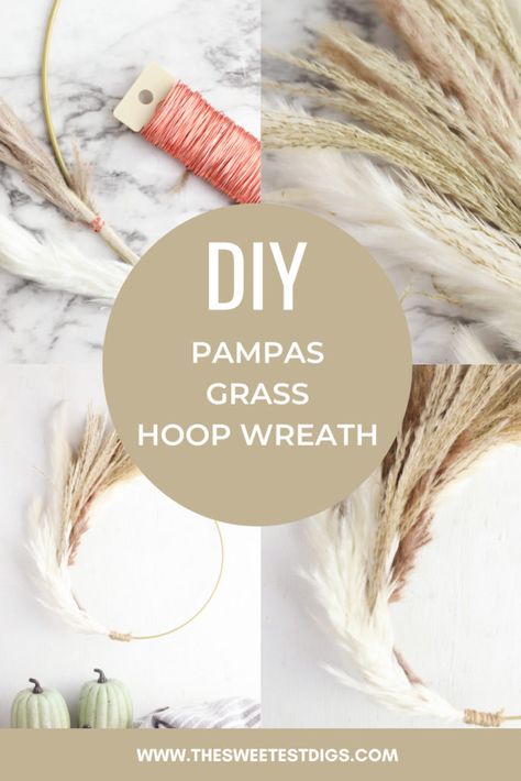 How To Make A Pampas Grass Wreath, Grass Centerpiece, Grass Wreath, Boho Wreath, Boho Crafts Diy, Diy Boho Decor, Grass Decor, Pampas Grass Decor, Grass Flower