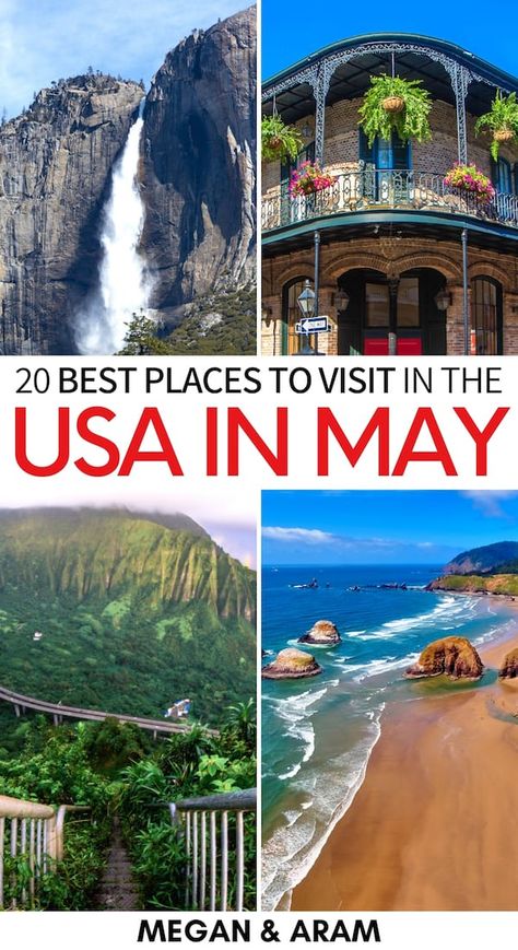 20 Best Places to Visit in May in the USA (+ Spring Tips) June Travel Destinations, July Travel Destinations, Boston In May, Summer Travel Packing List, Cheap Vacation Spots, Summer Travel Packing, Summer Travel Essentials, Places In Usa, Best Vacation Spots