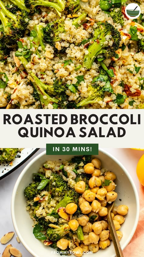 This Roasted Broccoli Quinoa Salad is wholesome, filling, and the perfect way to enjoy your veggies. Perfect for meal prep or simple plant-based dinners. Gluten-free, Oil-free option. Broccoli Quinoa Salad, Plant Based Salads, Broccoli Quinoa, Quinoa Broccoli, Vegan Quinoa Salad, Recipes By Ingredients, Quinoa Salad Recipes, Yummy Salad Recipes, Roasted Broccoli