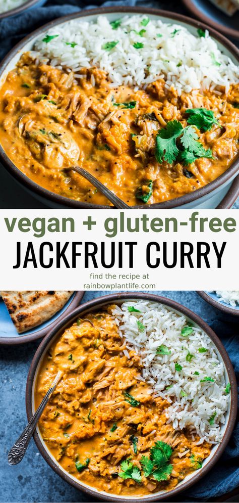 Instant Pot Curry, Jackfruit Curry, Rainbow Plant Life, Vegan Jackfruit, Vegan Instant Pot, Jackfruit Recipes, Vegan Instant Pot Recipes, Vegan Curry, Vegan Main Dishes