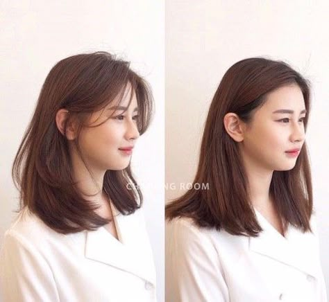 Korean Hair Salon, Middle Length Hair, Middle Hair, Korean Hair Color, Hair Style Korea, Layered Haircuts For Medium Hair, Korean Hair, Hair Upstyles, Peinados Fáciles Para Cabello Corto