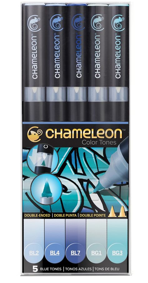 Chameleon Colour Tone Marker Set 5pc - Blue Tones Chameleon Markers, Blending Markers, Chameleon Art, Chameleon Color, Art Markers, Color Tones, Markers Set, Art Products, Aqua Marine