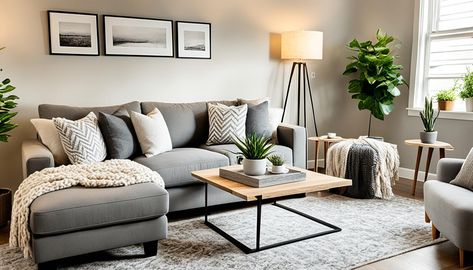 20 Grey Sofa Living Room Decor Ideas - WorkFleek Cushion On Grey Sofa, Lounge With Grey Sofa, Grey Sofa Cushion Ideas, Grey Sofa Living Room Decor, Light Grey Sofa Living Room Ideas, Living Room With Grey Couch, Living Room Decor Grey Sofa, Cushions For Grey Sofa, Light Grey Sofa