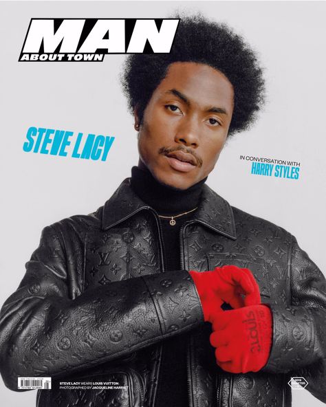 Steve Lacy Interviewed by Harry Styles on the cover of Man About Town George Mackay, Man About Town, Steve Lacy, Steve Harvey, Dapper Men, New Edition, Man Crush, Men's Grooming, Fashion Pictures