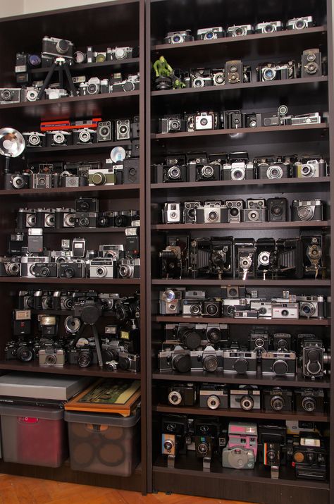 Part of my collection... Film Camera Collection, Antique Collections Display, Camera Collection Aesthetic, Camera Collection Display, Vintage Camera Collection, Vintage Camera Decor, Camera Display, Fotocamere Vintage, Camera Decor