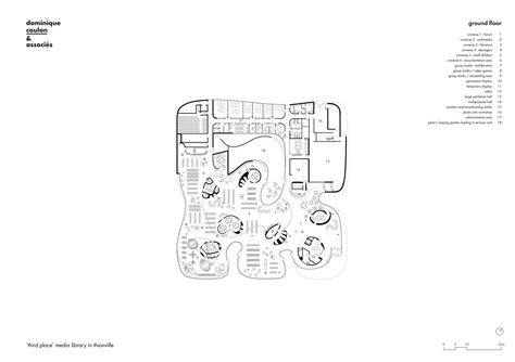 Gallery of Media Library [Third-Place] in Thionville / Dominique Coulon & associés - 37 Library Floor Plan, Library Plan, Library Architecture, Childrens Library, Kids Library, Architectural Floor Plans, Cultural Architecture, Ground Floor Plan, Site Plan