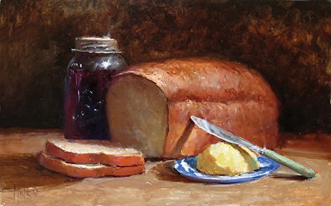 Bread and Butter Food Art Painting, Easter 2023, Foodie Art, Food Painting, Life Paintings, Digital Paintings, Still Life Oil Painting, Galaxy Painting, Bread And Butter