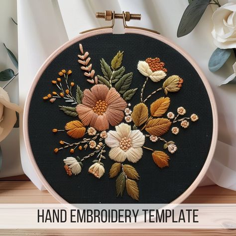 SUPER PACKAGE: https://www.etsy.com/listing/934669897/mega-offer-lifetime-all-access-hand?ref=pla_sameshop_listing_top-3&pro=1 ♥This is a TEMPLATE for the design shown above. It is for hand embroidery and is NOT suitable for machine embroidery. You will not receive any physical product as this is a DIGITAL DOWNLOAD ONLY. You will also receive a basic embroidery guide for beginners; However, please note that this is a brief, general guide and does not contain instructions for this specific design Floral Embroidery Patterns Templates, Embroidery Beginner, Autumn Embroidery, Fall Embroidery, Floral Hand Embroidery, Fall Embroidery Designs, Embroidery Template, Floral Embroidery Patterns, Pola Sulam