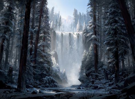 Enviroment Art, Bg Design, Mtg Art, Location Inspiration, Snowy Forest, Fantasy Forest, Fantasy Places, Fantasy Concept Art, Winter Forest