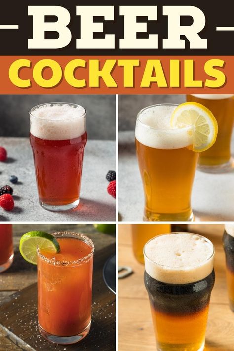 Get your drink on with these delicious beer cocktails! From punch to margaritas, every sip is boozy and refreshing. Perfect for your next get-together. Drinks With Beer In Them, Beer Mixed Drinks Recipes, Cocktails With Beer, Cocktail With Beer, Beer Drinks Recipes, Beer Cocktails Recipes, Beer Smoothie, Mexican Beer Drinks, Beer Punch