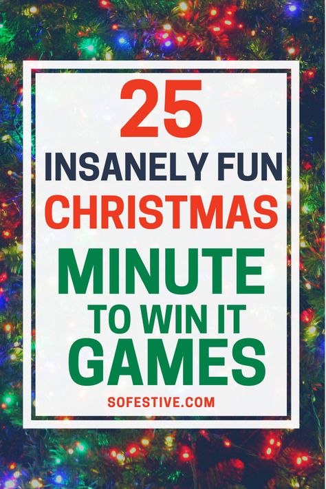 Need some fun holiday party games? These hilarious Christmas games are easy to play and will have everyone laughing! Christmas Minute To Win It Games with supplies and directions make holiday parties a breeze! Games At Christmas Party, Holiday Games For Classroom Parties, Peanuts Christmas Games, Mr And Mrs Wright Christmas Game, Holiday Minute To Win It Games Family Christmas, Company Holiday Party Game Ideas, Fun Christmas Minute To Win It Games, Xmas Games For Family Minute To Win It, Christmas Family Games Holiday Parties Minute To Win It