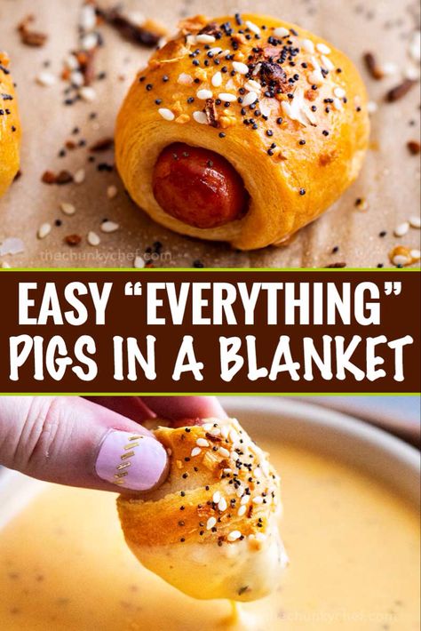 Cocktail Franks, Pigs In A Blanket Recipe, Horderves Appetizers, Appetizers For A Crowd, Bagel Seasoning, Pigs In A Blanket, 4 Ingredient, Everything Bagel, Game Day Food