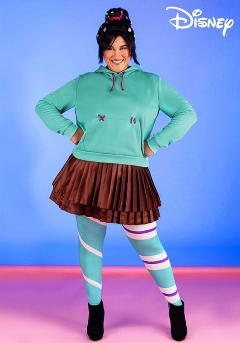 Plus Size Disney Vanellope Wreck it Ralph Costume | Plus Size Costumes Homemade Disney Costumes, Diy Disney Halloween Costumes, Easy Cosplay Costumes, Disney Costumes For Women, Wreck It Ralph Costume, Disneyland Half Marathon, Halloween Costumes Plus Size, Plus Size Halloween Costumes, Plus Size Disney