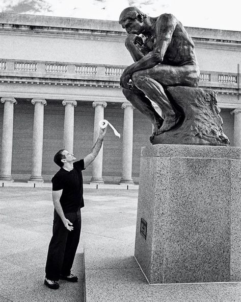 Ruby Southerland on Twitter: "#RobinWilliams offering “The Thinker” the roll of toilet paper never fails to make me laugh.  #HBD… " History Major, René Magritte, Black Holes, Robin Williams, Coven, Satire, Comedians, Famous People, Mona Lisa