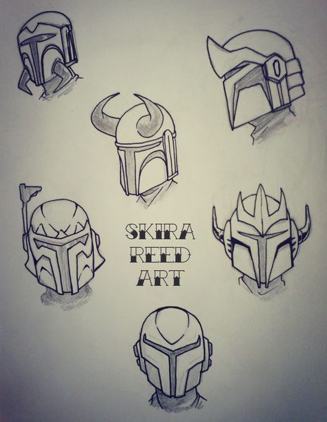 Mandalorian Helmets, Star Wars Helmet Design, Mandalorian Helmet Drawing, Mandalorian Helmet Designs, Helmet Drawing, Mandalorian Helmet, Star Wars Helmet, Character Reference Sheet, Star Wars Bounty Hunter