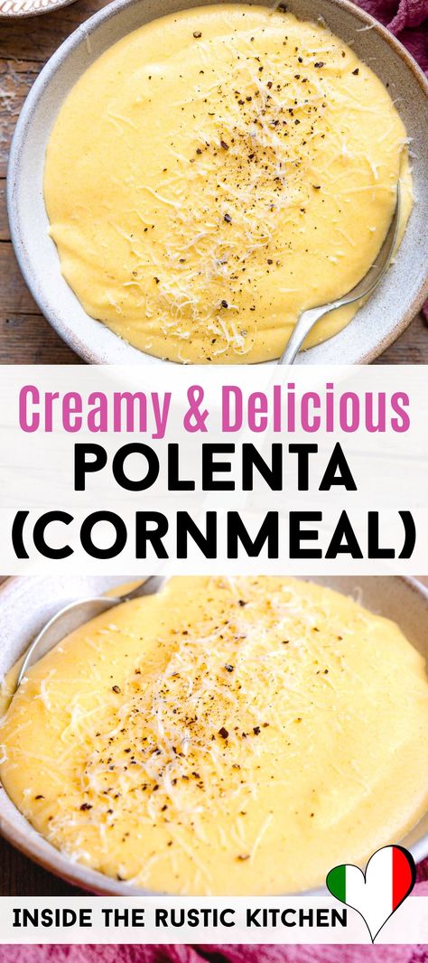 Polenta From Cornmeal, Best Polenta Recipe, How To Make Polenta With Cornmeal, Cornmeal Recipes Dinner, How To Make Polenta, Corn Receipts, Italian Polenta Recipes, Polenta Mash, Recipes With Cornmeal