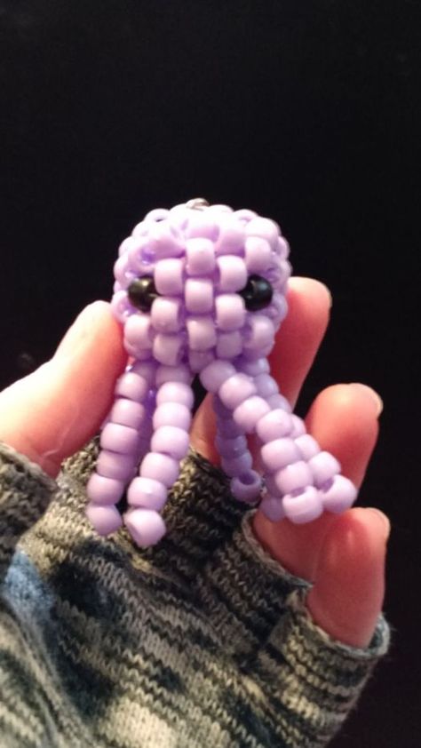 Pony Bead Animal Patterns, Bead Animal Patterns, Pony Bead Animals, Purple Octopus, Pony Bead Projects, Diy Kandi Bracelets, Pony Bead Bracelets, Pony Bead Crafts, Diy Kandi