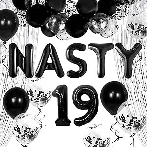 Nasty 19 Birthday Decoration Black 19th Birthday Decorations Nasty 19 Sign Funny Birthday Decoration Balloons 19 Years Old Theme Decor for Man 19years Old Birthday, Birthday Party Themes For 19 Year Olds, 19 Years Birthday, 19th Birthday Decorations, 19th Birthday Party Ideas, Birthday Decoration Balloons, 19th Bday, 19 Birthday, Small Birthday Cakes