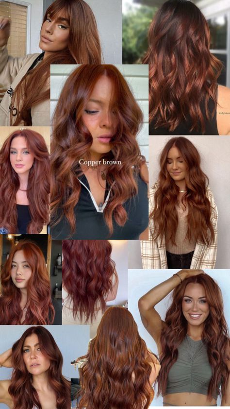 Chocolate Auburn Hair, Ginger Copper Hair, Cowboy Copper Hair, Copper Brown Hair, Hair Color Mahogany, Cowboy Copper, Mahogany Hair, Red Balayage, Chocolate Hair