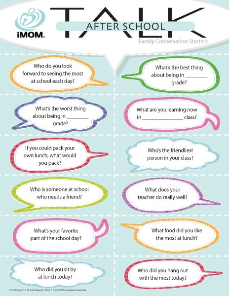 Conversation Starters - Afer School Talk - Much better than "how was your day?" Family Conversation Starters, Family Conversation, Icebreakers, Morning Meeting, Gentle Parenting, Would You Rather, Pillow Talk, School Counseling, Conversation Starters