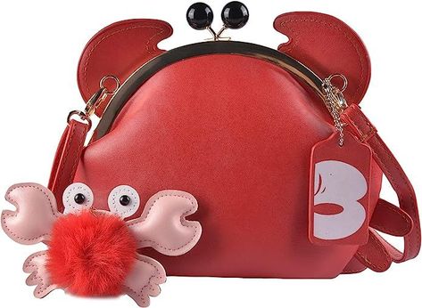 QZUnique Crab Shape Handbag with Crab Coin Purse Crossbody Bag Crayfish Shells Purse Detachable Shoulder Bag Women's Satchel Shell Purse, Purse Crossbody, Unique Bags, Bag For Women, Shoulder Bag Women, Saddle Bags, Crab, Purses Crossbody, Fashion Backpack