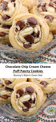 Freezer Pastry Recipes, Chocolate Chip Danish Recipe, Cookie With Cream Cheese Filling, Puff Pastry Chocolate Chips, Cookies With Puff Pastry, Oreo Puff Pastry, Puff Pastry And Cream Cheese, Puff Pastry And Chocolate Recipes, Chocolate Chip Puff Pastry