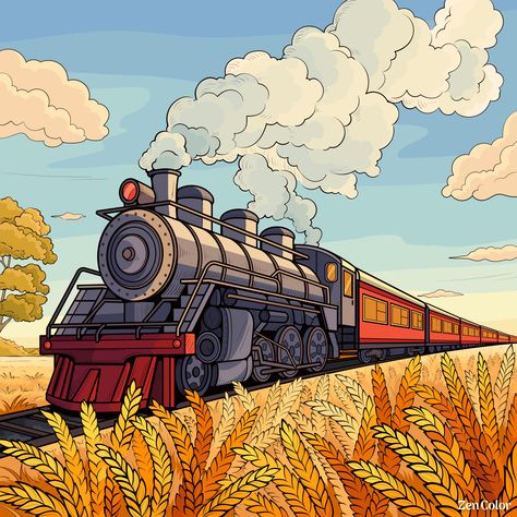 Train Drawing, Illustration Art Kids, Zen Colors, Train Art, Summer Cards, Cool Wallpapers Art, Paint By Numbers, Coloring Pictures, Arts And Crafts For Kids