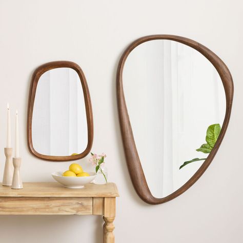 Pebble Wall, Mirror Collection, Wooden Mirror, Dream Apartment, World Market, Walnut Finish, Brown Wood, Mango Wood, Unique Home Decor