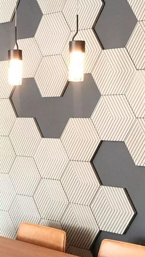 3d Panel Wall Ideas, Hexagon Acoustic Panels, Hexagon Decor, Concrete Wall Panels, Wayfinding Signage Design, Bed Headboard Design, Brand Pattern, Home Hall Design, Bee Hives