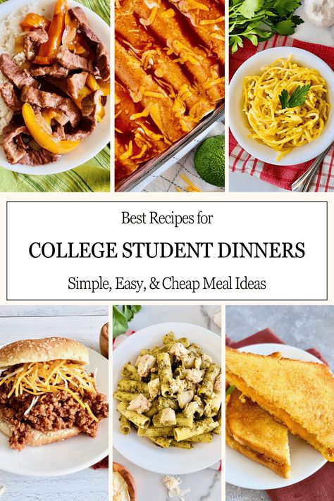 Easy College Student Dinner Recipes - The Short Order Cook College Apartment Recipes, Easy Recipes For College Students Quick, Recipes For College Students Cheap, Easy Dinners For College Students, College Cooking Recipes Easy Meals, Cheap Recipes For One, College Kid Meals, Easy Dinner Recipes College Students, Easy College Meal Prep