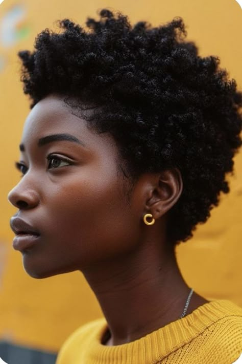 Haircut On Natural Hair Black Women, Tapered Afro Women Shape, Short Curly Afro Hairstyles, Afro Short Hairstyles, How To Cut Your Own Hair Short, 4c Pixie Haircut, Short Natural Hair Styles For 4c Hair, Short Hair 4c, 4c Haircut