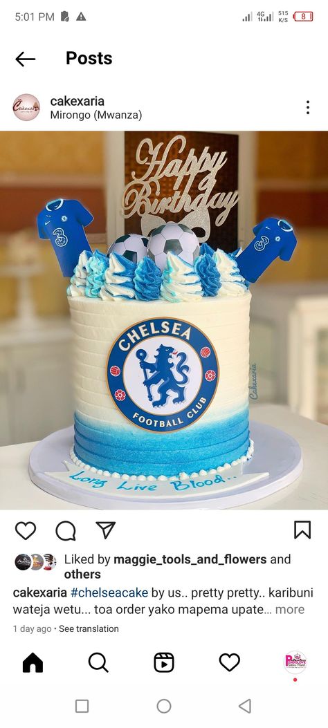 Chelsea Football Club, Creative Birthday Cakes, Chelsea Football, Football Club, Diaper Cake, Chelsea, Happy Birthday, Birthday Cake, Football