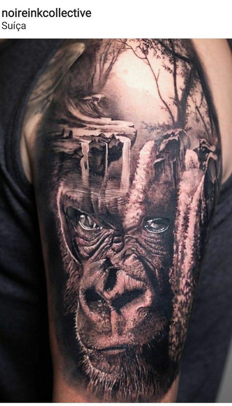 Chest Tattoo Men Ideas, Tattoo Men Ideas, African Sleeve Tattoo, Jungle Tattoo, Tiger Tattoo Sleeve, Tier Tattoo, Nature Tattoo Sleeve, Gorilla Tattoo, Wolf Tattoo Sleeve