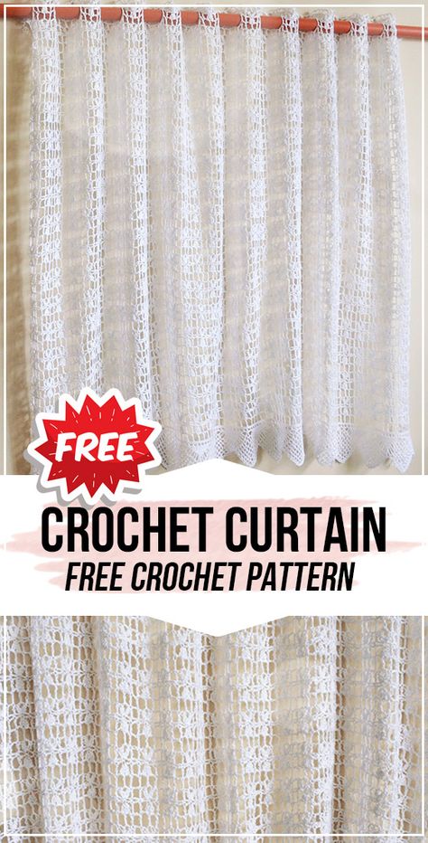 Diy Crochet Curtains, Valance Patterns Free, Crochet Curtain Holder, Valance Patterns, Crochet Curtain Pattern, Crochet Table Runner Pattern, Curtain Holder, Crochet Curtains, Crochet Table Runner