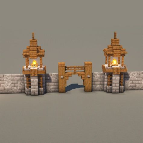 Kakitho’s Medieval Wall & Gate – Build It Archways In Minecraft, Minecraft Wall Fountain Ideas, Minecraft Fence Gate Designs, Village Entrance Gate Design Minecraft, Minecraft Hill Stairs, Minecraft Fort Ideas, Minecraft Wall Gate, Minecraft Medieval Mine Entrance, Stone Minecraft Builds