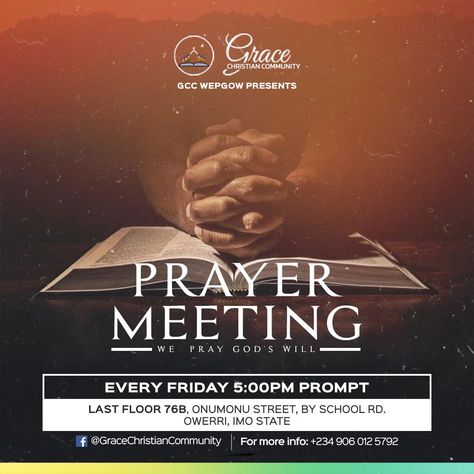 Meeting Flyer Design, Grace Christian, Prayer Meeting, Flyer Design, Design