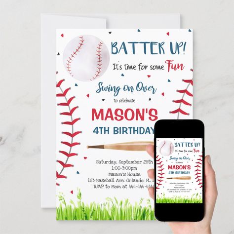 Peppa Pig Happy Birthday, Baseball Party Invitations, Fishing Birthday Invitations, Baseball Birthday Invitations, Baseball Invitations, Baseball Theme Party, Baseball Birthday Party, Free Thank You Cards, Baseball Party