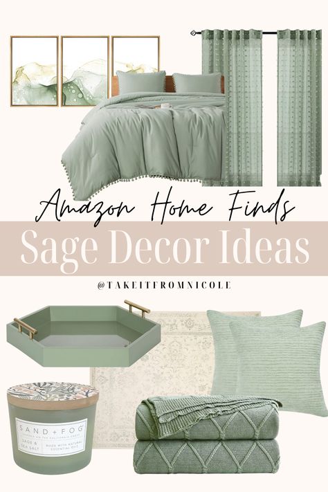 White Bedroom With Sage Green Accents, Sage Green Bedroom Accessories, Sage Room Ideas Bedroom, Sage Green Room Decor Amazon, Sage Green And Gold Bedroom Ideas, Math Bedroom, Sage Green And Gold Bedroom, Sage Green Room Ideas Bedroom, Green Comforter Bedroom