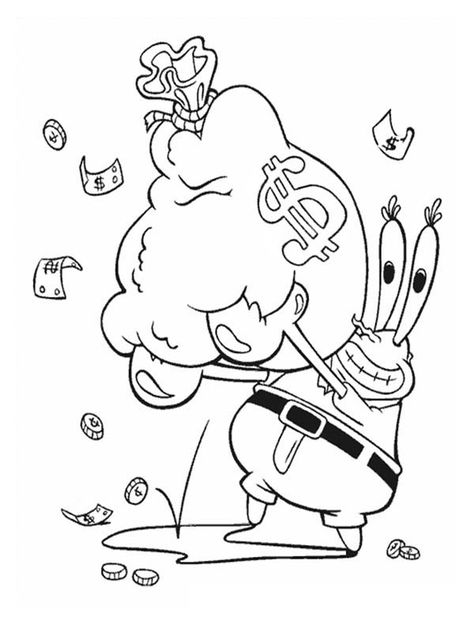 Mr Krabs With A Bag Full Of Money In Krusty Krab Coloring Page : Color Luna 90s Cartoon Coloring Pages, Money Coloring Pages, Men Coloring Pages, Spongebob Coloring Pages, Ryan Sullivan, Coloring Rocks, Spongebob Coloring, Spongebob Drawings, Mr Krabs