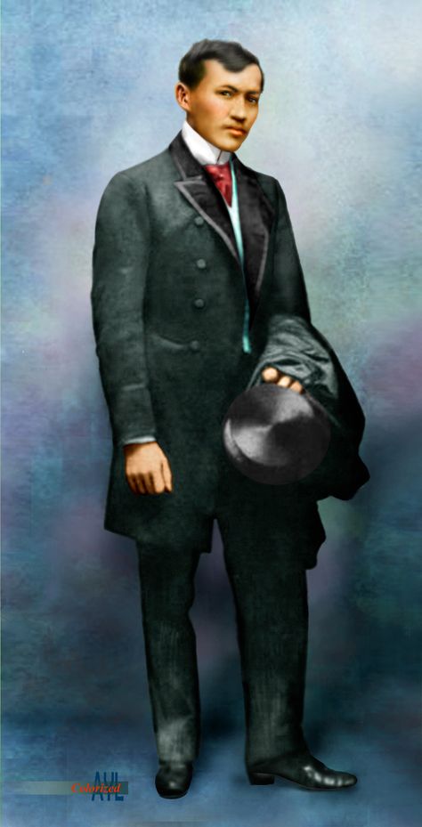 Undated photo of the Philippine national hero, Jose Rizal, colorized from a photo taken in Europe ca 1890s. This was cropped from a group photo together with Marcelo H del Pilar, and Mariano Ponce Dr Jose Rizal Photos, Jose Rizal Background Design, Rizal Picture, Jose Rizal Anime, Mariano Ponce, Jose Rizal Aesthetic, Jose Rizal Art, Jose Rizal Pictures, Jose Rizal Aesthetic Background