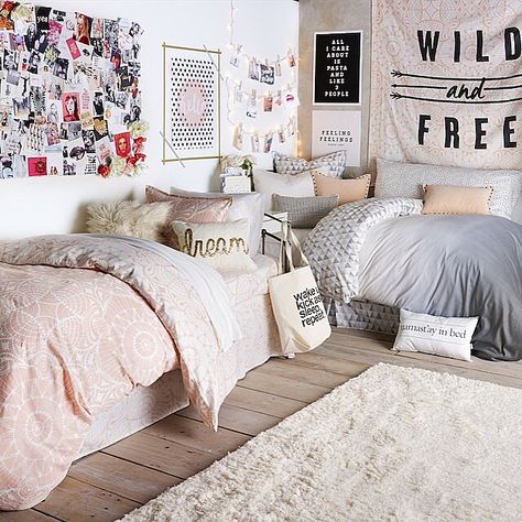 College Bedroom Apartment, Shared Girls Bedroom, Shared Kids Room, Bedroom Hacks, College Bedroom, Girls Dorm Room, College Apartment Decor, Shared Bedroom, Cute Dorm Rooms