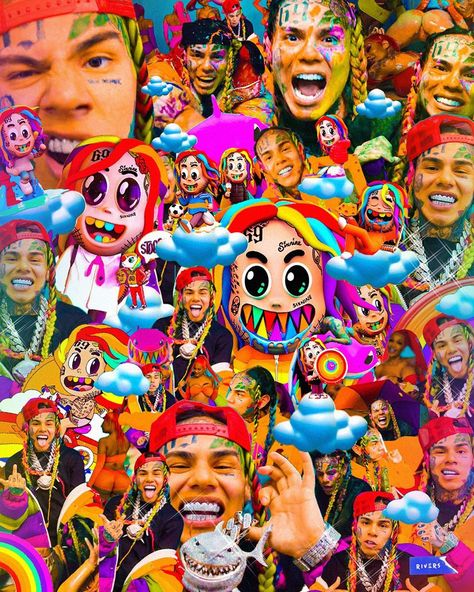 Dereck Rios | Graphic Designer on Instagram: “GOOBA OUT NOW 🌈 🐭 🦈 | @6ix9ine” Badass Wallpaper Iphone, Black Skulls Wallpaper, Tupac Wallpaper, Rapper Wallpaper Iphone, Swag Wallpaper, 90s Wallpaper Hip Hop, Phone Background Wallpaper, Baby Animal Drawings, Rapper Art