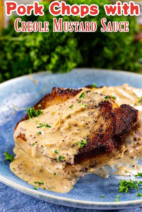 New Orleans Pork Chops, Pork Chops In Mustard Sauce, Mustard Crusted Pork Chops, Creole Pork Chops, Mayo Pork Chop Recipes, Pork Chops With Mustard Sauce, Unique Pork Chop Recipes, Pork Chop Recipes Mustard, Pork Chops Mustard