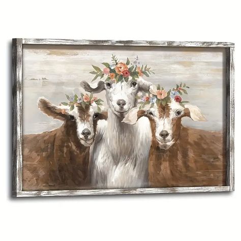 Rustic Canvas Print Poster, Goat Canvas Wall Art, Artwork Wall Painting For Bathroom Bedroom Office Living Room Wall Decor, Home Decoration, No Frame - Temu Goat Portrait, Wood Art Frames, Goat Paintings, Goat Picture, Bedroom Decor Posters, Goat Art, Wall Art Farmhouse, Decor Posters, Wall Decor Pictures