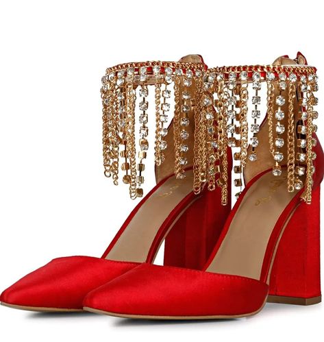 Red And Gold Heels, Indian Heels, Glamourous Heels, Red Indian, Heels Red, Cute Slippers, High Ankle Boots, Wedding Indian, On The Dance Floor