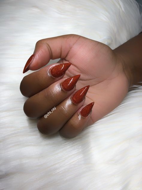 Short Stiletto Nails Glitter Burnt Orange Nails Fall Winter #paintobsessed Glam Orange Sparkly Nails, Orange Nails Short, Burnt Orange Nails Fall, Orange Nails Fall, Nails Fall Winter, Nails Short Stiletto, Burnt Orange Nails, Short Stiletto Nails, Stiletto Nails Short