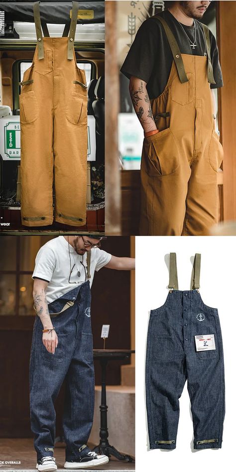 Coveralls Workwear, Casual Work Style, Dungaree Outfit, Mens Work Outfits, Style Overalls, Tactical Clothing, Street Style Outfits Men, Work Uniforms, Overalls Pants