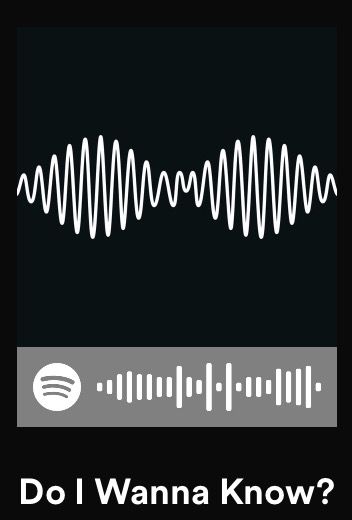 Spotify code for: Do I Wanna Know? by Arctic Monkeys Spotify Codes With Names, Arctic Monkeys Spotify Code, Spotify Song Codes, Spotify Codes, Spotify Songs, Greek Tragedy, Code Wallpaper, Spotify Code, Vintage Music Posters